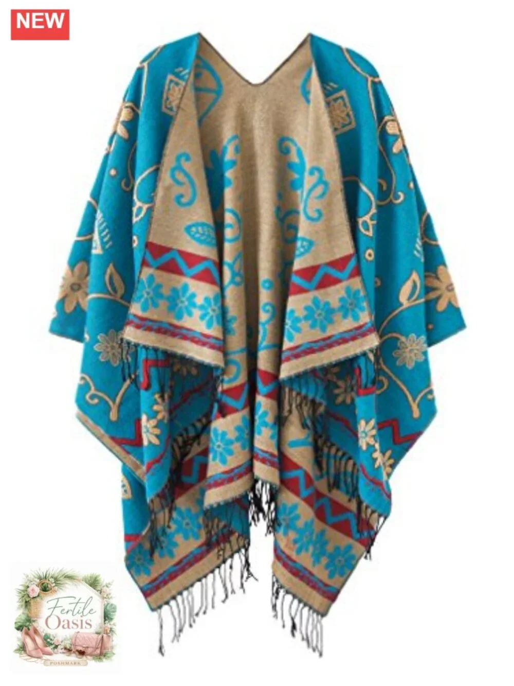 Bohemian Fringe Tassel Poncho Shawl Cape Wrap for Women